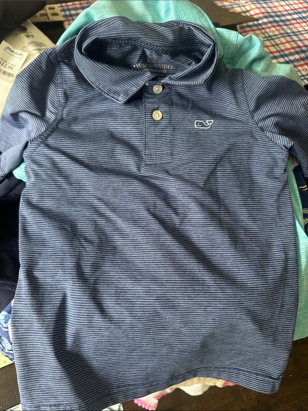 Vineyard Vines Boys' Navy & White Thin Stripe Polo